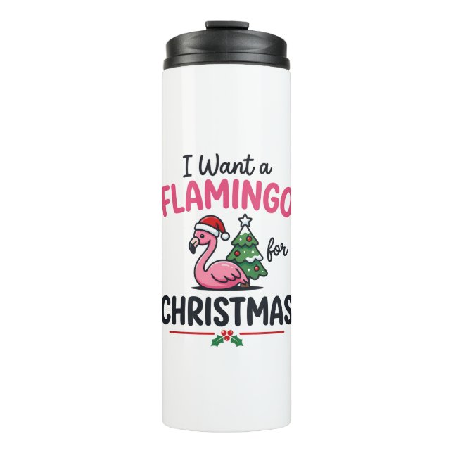 Garrafa Térmica Vetor de Citação de Natal de Flamingo (Frente)