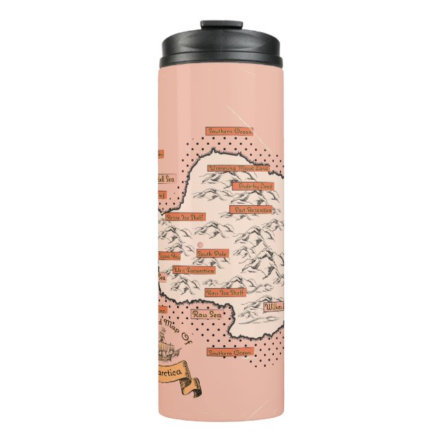 Garrafa Térmica Viagem mapa ilustrado Antártico (Frente)