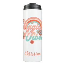 Garrafa Térmica Vibes mágicas do arco-íris retrô