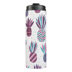 Garrafa Térmica Víblias de Verão: Padrão de abacaxi, pontos colori