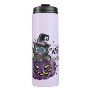 Garrafa Térmica Víblias Testemunhas - Gato Preto no Jack O-Lantern