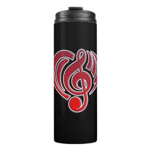 Garrafa Térmica Vibrações Amor Musical Coração Vermelho Nota Music
