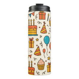 Garrafa Térmica Vibrant Birthday Party Seamless Pattern