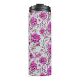 Garrafa Térmica Vibrant Pink Floral Pattern With Magenta Flowers