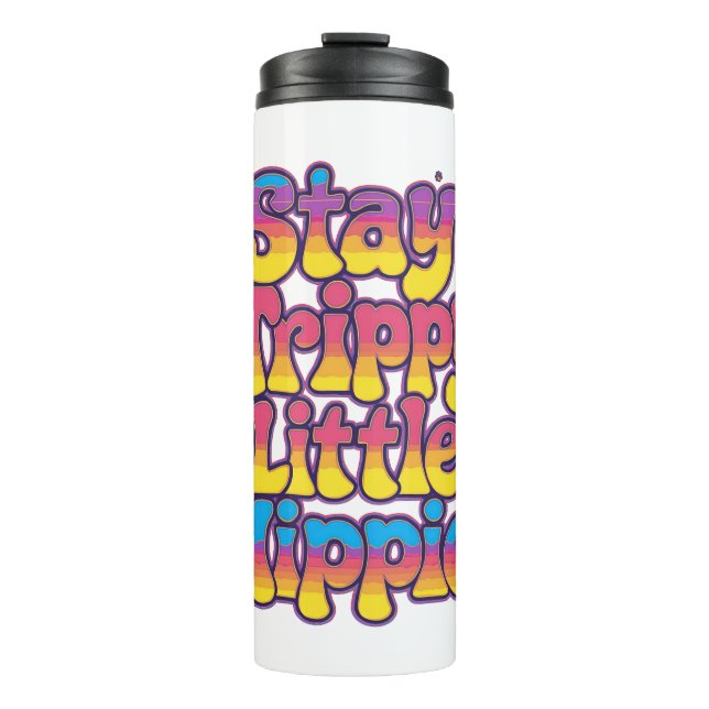 Garrafa Térmica Vibrant Rainbow Stay Trippy Hippie Quote (Frente)