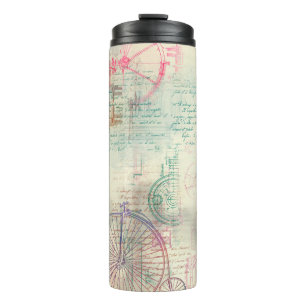 Garrafa Térmica Victorian Steampunk   Grunge de Aquarela Pastel