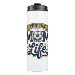 Garrafa Térmica Vida de Mãe de Futebol Camisa de Desenho de Gravur