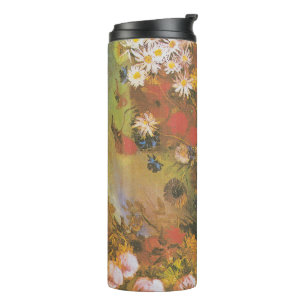Garrafa Térmica Vida Morta Floral de Van Gogh Papoulas Vermelhas &
