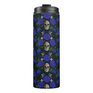Garrafa Térmica Vinhas Rosa de Grãos Góticos Escuros Raven Azul