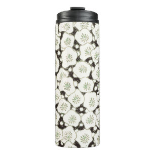 Garrafa Térmica Vintage 1902 Japonês Floral: Flor Branca Preta