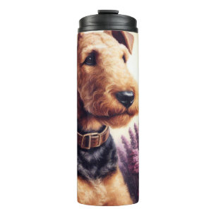 Garrafa Térmica Vintage Airedale Terrier Painting