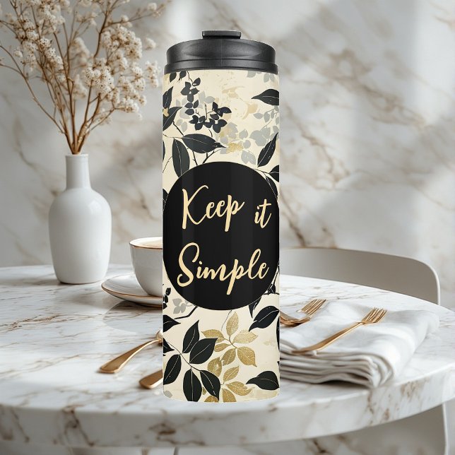 Garrafa Térmica Vintage Beige Botanical Herbs Leaves Wildflowers  (Vintage Beige Botanical Herbs Leaves Wildflowers Thermal Tumbler)