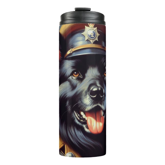 Garrafa Térmica Vintage Black German shepherd Painting (Frente)