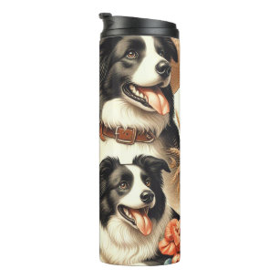 Garrafa Térmica Vintage Border Collie Painting