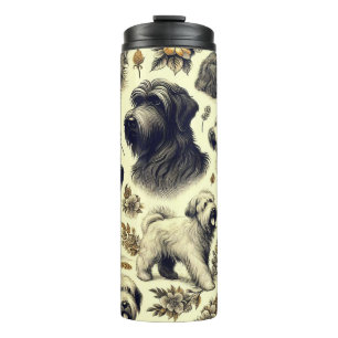 Garrafa Térmica Vintage Briard Dog Seamless