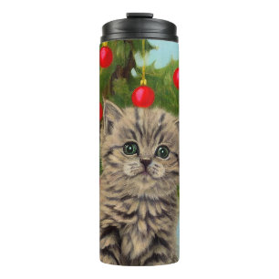 Garrafa Térmica Vintage Cat e Árvore de Natal