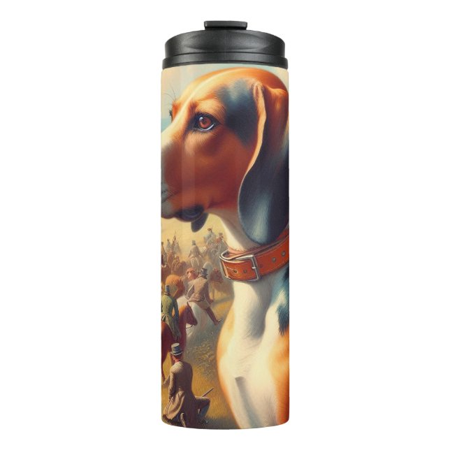 Garrafa Térmica Vintage Coonhound Dog Painting (Frente)