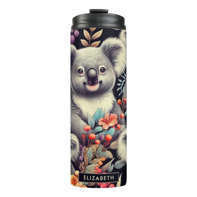 Garrafa Térmica Vintage Cute Koala Pintura (Frente)