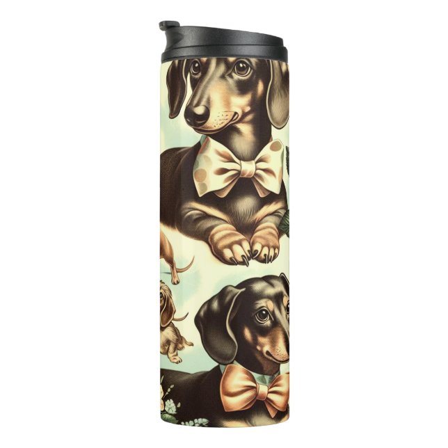 Garrafa Térmica Vintage Dachshund Seamless (Rotação à direita)