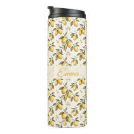 Garrafa Térmica Vintage Flor de Limão – Cítrico Botânico Elegante