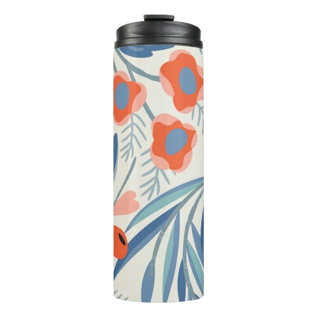 Garrafa Térmica Vintage floral seamless, botanical background. (Frente)