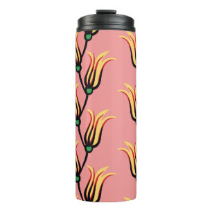 Garrafa Térmica Vintage Floral Sintage Patterno De Flor Sem Costur