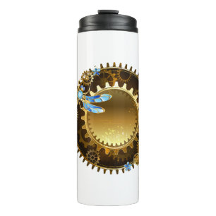 Garrafa Térmica Vintage Gears Homens Góticos do Dragonfly T Shirt