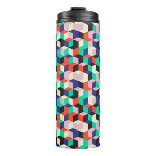 Garrafa Térmica Vintage geométrico, padrão em forma de diamante.