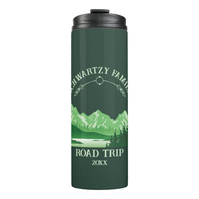 Garrafa Térmica Vintage green Mountain Lake Sunset (Frente)