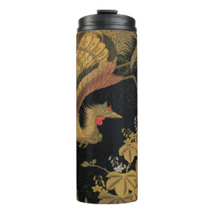 Garrafa Térmica Vintage Japonês Phoenix Gold Black Bird