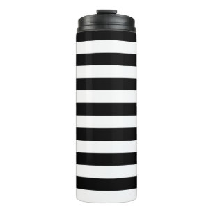 Garrafa Térmica Vintage listras negras e brancas clássicas