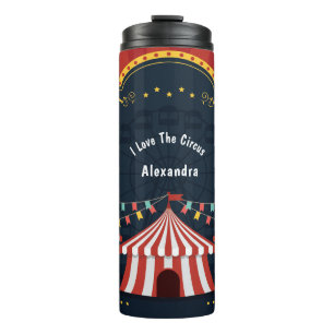 Garrafa Térmica Vintage Love Circus Carnival Vermelho Azul