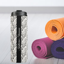 Vintage Minimalist Black Cream Floral Script