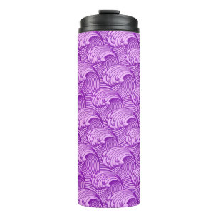 Garrafa Térmica Vintage Ondas Japonesas, Roxo-do-Crepúsculo e Lila