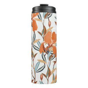 Garrafa Térmica Vintage Orange Iris Floral