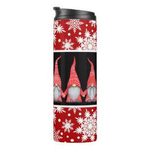 Garrafa Térmica Vintage Red Snowflake Caroling Gnomos