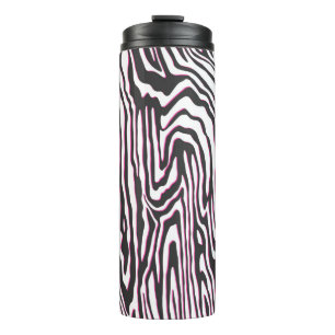 Garrafa Térmica Vintage sem costura - wav preto, branco e rosa