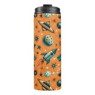 Garrafa Térmica Vintage Spacecraft Rocket ships Pattern - Cosmos(1