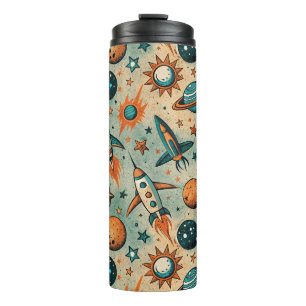 Garrafa Térmica Vintage Spacecraft Rocket ships Pattern - Cosmos(7