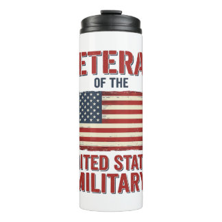 Garrafa Térmica Vintage Veteran USA Flag Military Vector Design_1