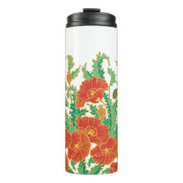 Garrafa Térmica Vintage Vintage - Tumbler Termal Floral Vermelho