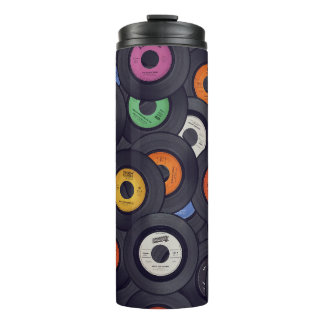 Garrafa Térmica Vintage Vinyl Records Music Background