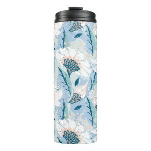 Garrafa Térmica Vintagem Floral Pintada À Mão Negra