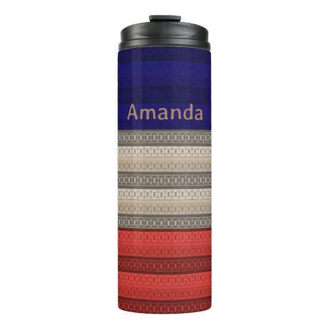 Garrafa Térmica Vintagem retrorativa abstrato sem costura (Frente)