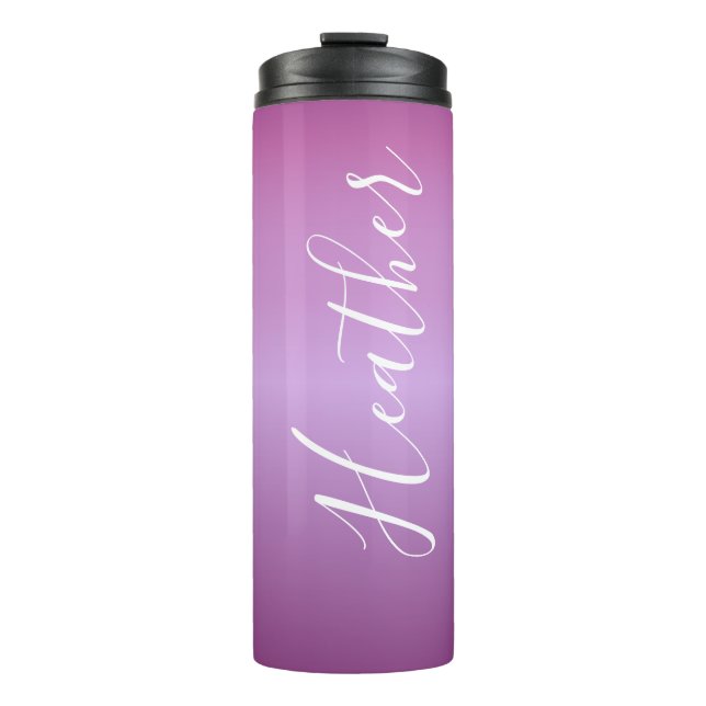Garrafa Térmica Violeta Roxa e Script Branco Personalizado (Frente)