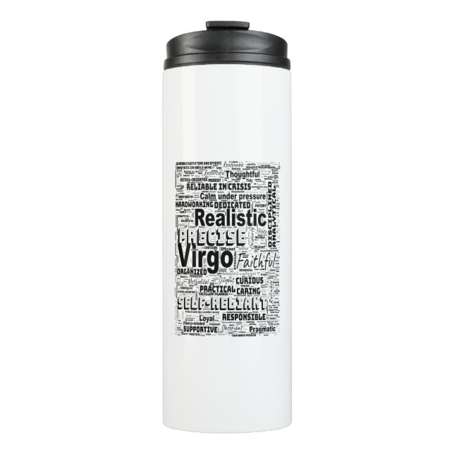 Garrafa Térmica Virgo Zodiac Word Cloud Inspiração (Frente)