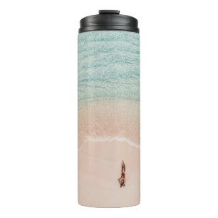 Garrafa Térmica Vista de Drone, Férias de Praia Rosa.