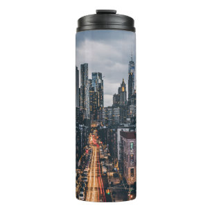 GARRAFA TÉRMICA VISUALIZAÇÃO DA CENA DA CIDADE DE SKYLINE DA BRI