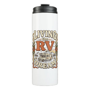 Garrafa Térmica Vivendo o Sonho da RV Camisa de Acampamento Vintag