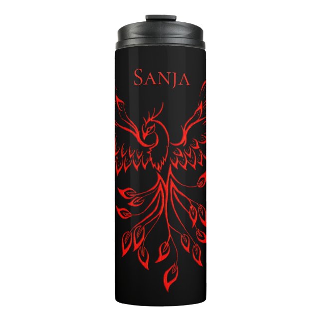 Garrafa Térmica Voo Vermelho de Uma Phoenix Personalizada (Frente)